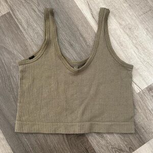 Urban Outfitters Khaki Ribbed Crop Top